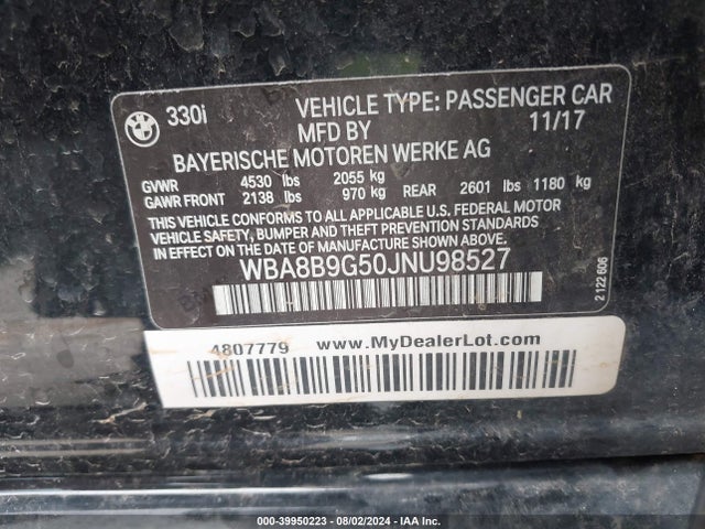 BMW 330I 2018 WBA8B9G50JNU98527 Image 9