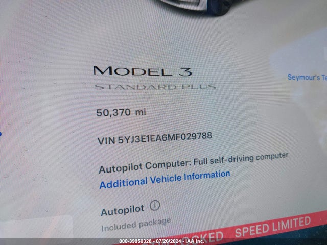 5YJ3E1EA6MF029788 Tesla Model 3 Standard Range Plus Rear-wheel Drive