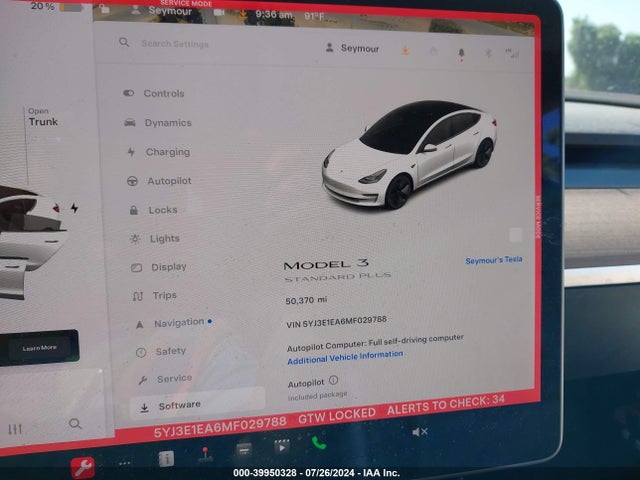 5YJ3E1EA6MF029788 Tesla Model 3 Standard Range Plus Rear-wheel Drive