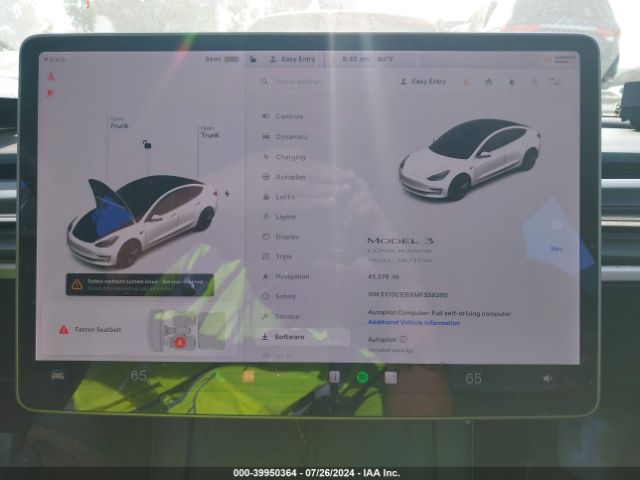 5YJ3E1EBXMF858260 Tesla Model 3 Long Range Dual Motor All-wheel Drive