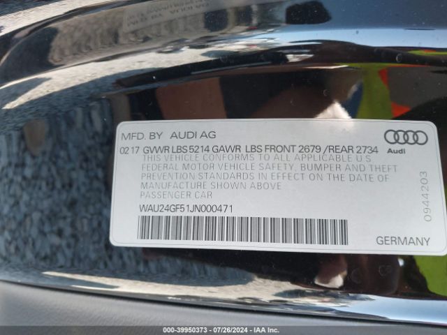 WAU24GF51JN000471 Audi S5 3.0t Premium Plus