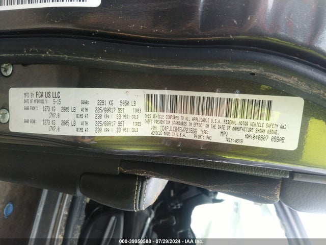 1C4PJLCB4FW721566 Jeep Cherokee Latitude