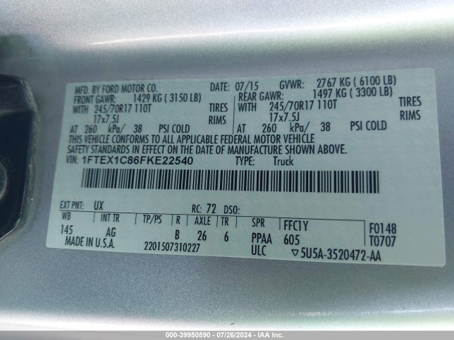 Ford F-150 Xl 2015 1FTEX1C86FKE22540 Image 9