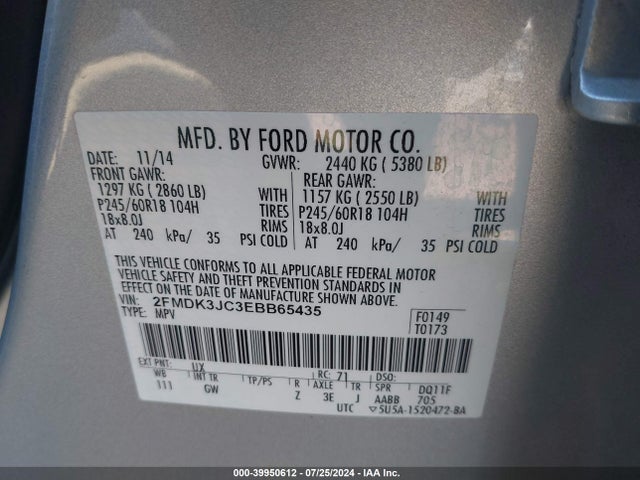 Ford EDGE SEL 2014 2FMDK3JC3EBB65435 Image 9