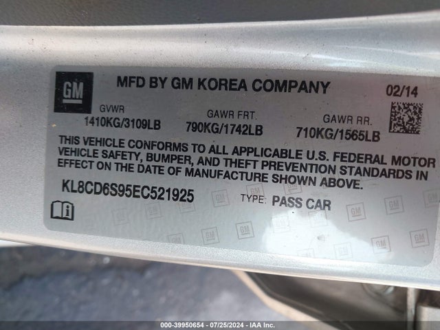 Chevrolet Spark 1lt Auto 2014 KL8CD6S95EC521925 Image 9