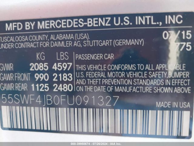 2015 MERCEDES-BENZ C 300 55SWF4JB0FU091327 Photo 8