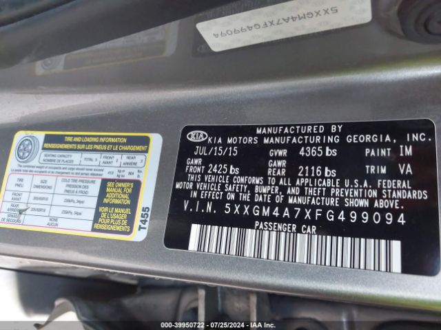 5XXGM4A7XFG499094 KIA Optima Lx