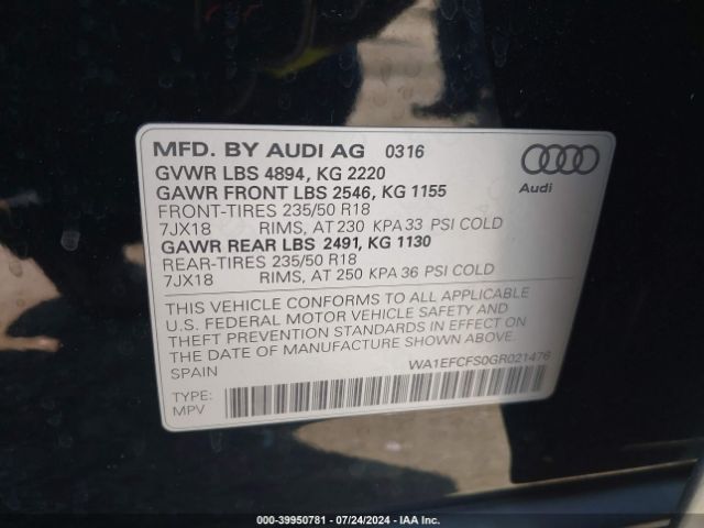 WA1EFCFS0GR021476 Audi Q3 2.0t Premium Plus