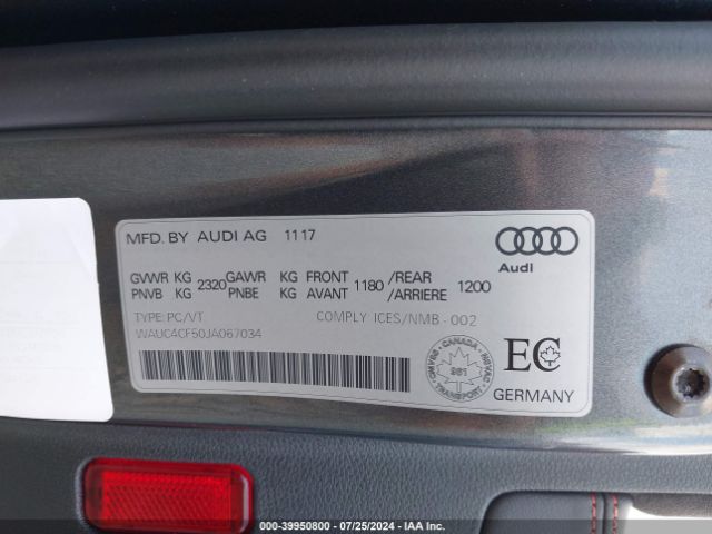 WAUC4CF50JA067034 Audi S5 3.0t Premium Plus