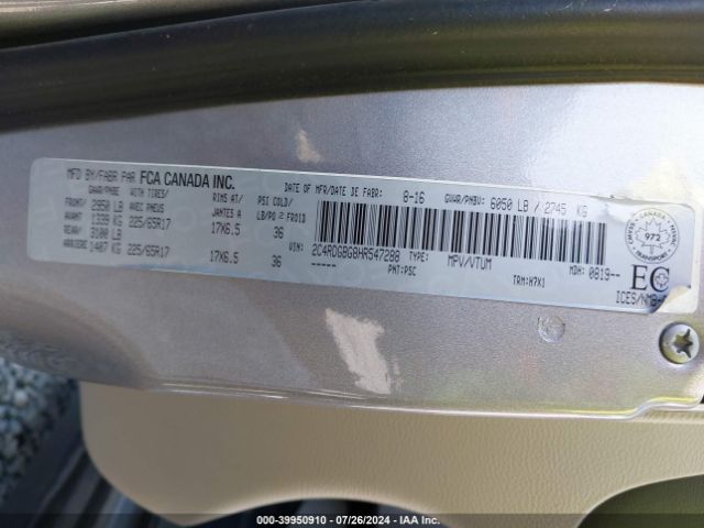 2C4RDGBG8HR547288 Dodge Grand Caravan Cvp/sxt