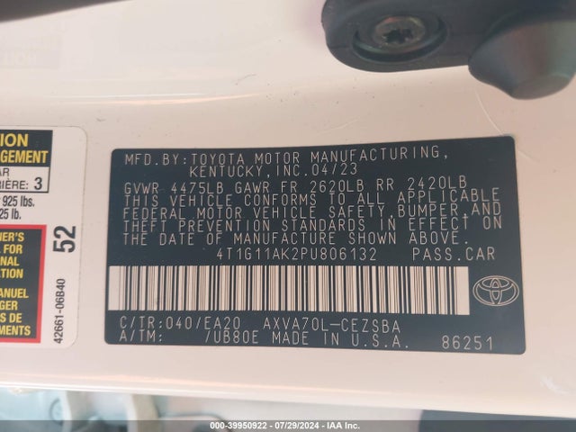 Toyota CAMRY SE 2023 4T1G11AK2PU806132 Image 9