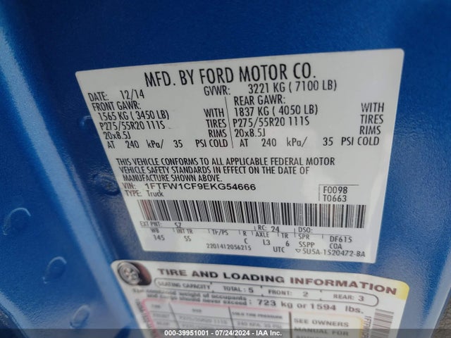 Ford F-150 Stx 2014 1FTFW1CF9EKG54666 Image 9