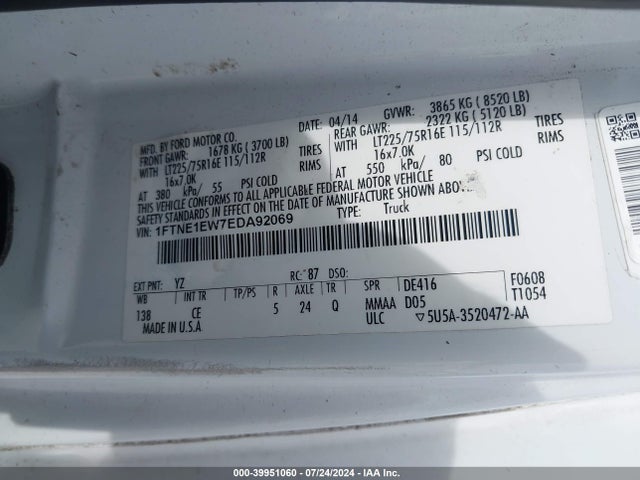 Ford E-150 Commercial 2014 1FTNE1EW7EDA92069 Image 9