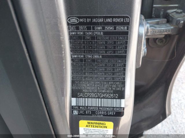 SALCP2BG7GH562612 Land Rover Discovery Sport Se
