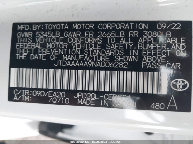 Toyota Mirai Xle 2022 JTDAAAAA9NA006282 Image 9