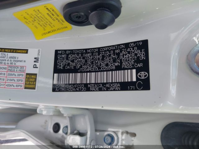 JTDS4RCE0LJ025598 Toyota COROLLA SE