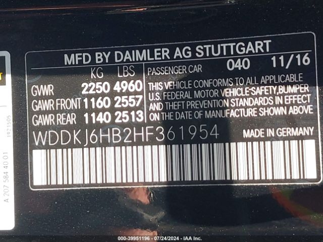 WDDKJ6HB2HF361954 Mercedes-Benz E 400 4matic