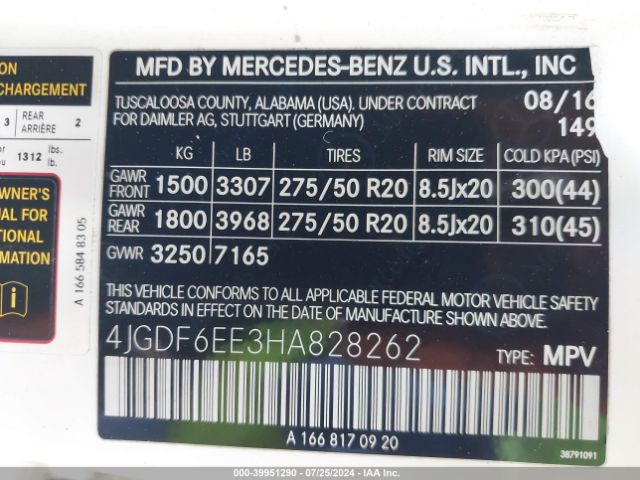 4JGDF6EE3HA828262 Mercedes-Benz Gls 450 4matic