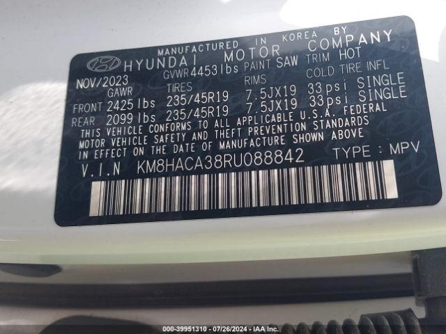 KM8HACA38RU088842 Hyundai Kona N Line