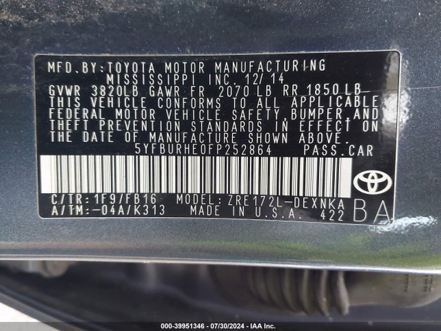 Toyota 2zr-fe 2015 5YFBURHE0FP252864 Image 27