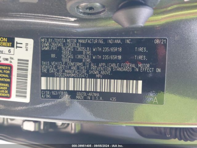 5TDCZRAH9MS535472 Toyota Highlander L
