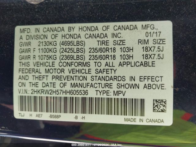 2HKRW2H57HH605536 Honda CR-V EX