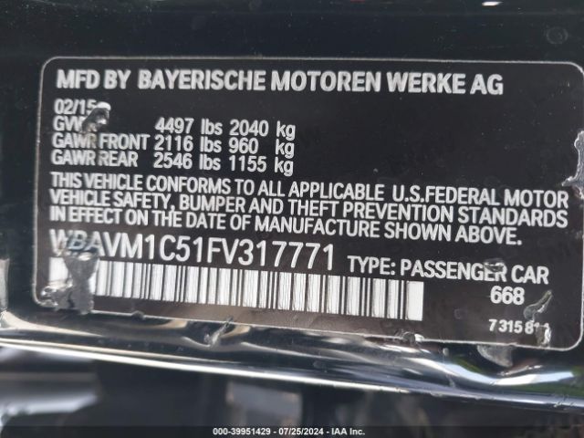 WBAVM1C51FV317771 BMW X1 Sdrive28i