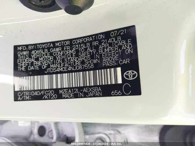 Toyota COROLLA SE 2022 JTDS4MCE4NJ087558 Image 9