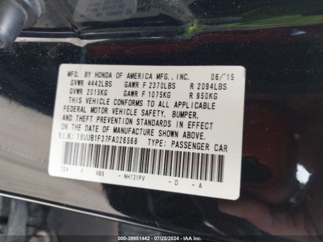 19UUB1F37FA026568 Acura TLX