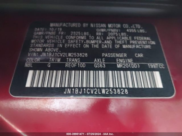 JN1BJ1CV2LW253828 Nissan Rogue Sport S Fwd Xtronic Cvt