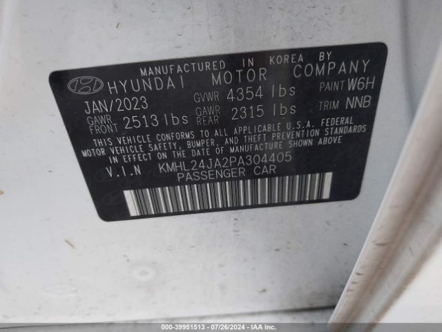 KMHL24JA2PA304405 Hyundai SONATA SE