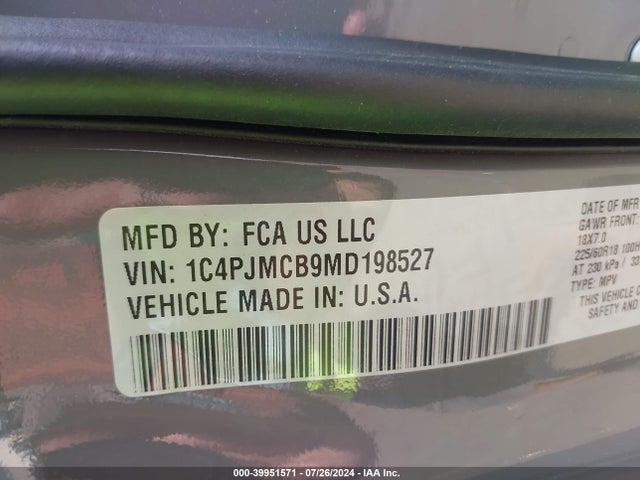 Jeep Cherokee Latitude 4x4 2021 1C4PJMCB9MD198527 Image 9
