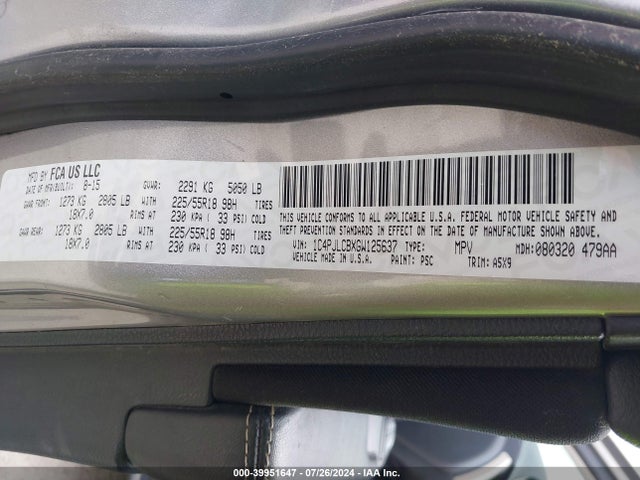 1C4PJLCBXGW125637 Jeep Cherokee Altitude