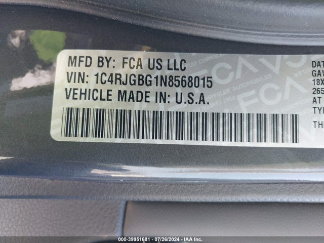 1C4RJGBG1N8568015 Jeep Grand Cherokee Limited 4x2