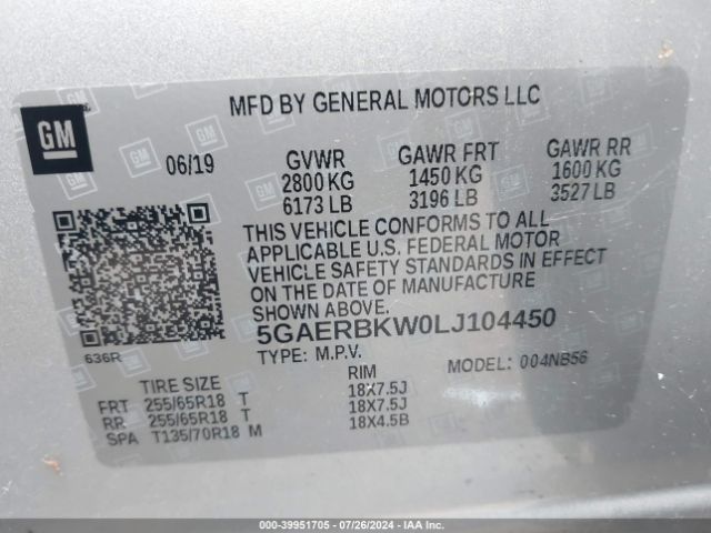 5GAERBKW0LJ104450 Buick Enclave Fwd Essence