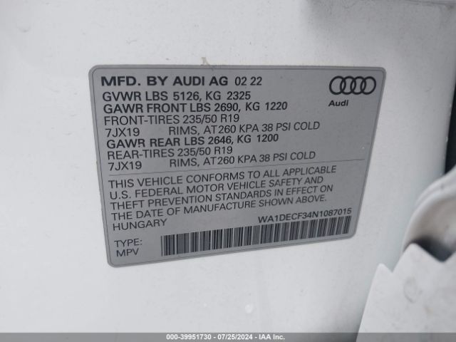 2022 AUDI Q3 WA1DECF34N1087015 Photo 8
