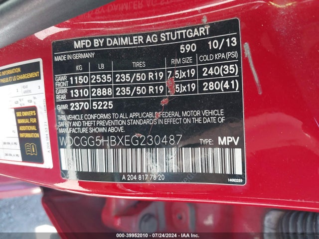 WDCGG5HBXEG230487 Mercedes-Benz GLK 350