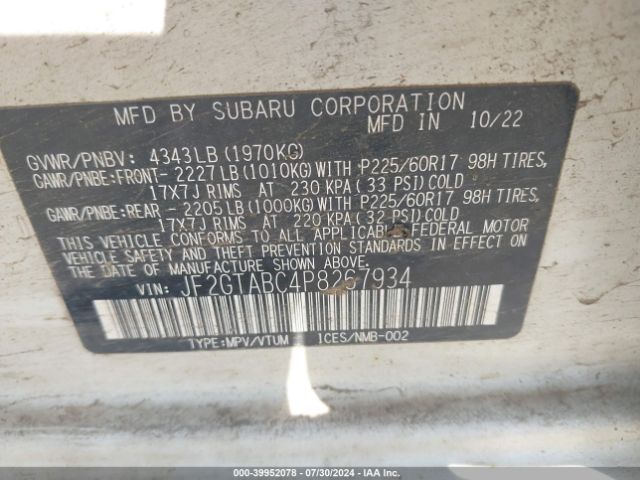 JF2GTABC4P8267934 Subaru Crosstrek