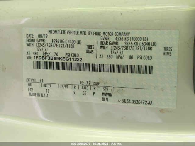 1FDBF3B69KEG11222 Ford F-350 Xl