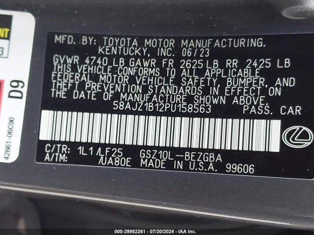 58AJZ1B12PU158563 Lexus Es 350 F Sport Handling