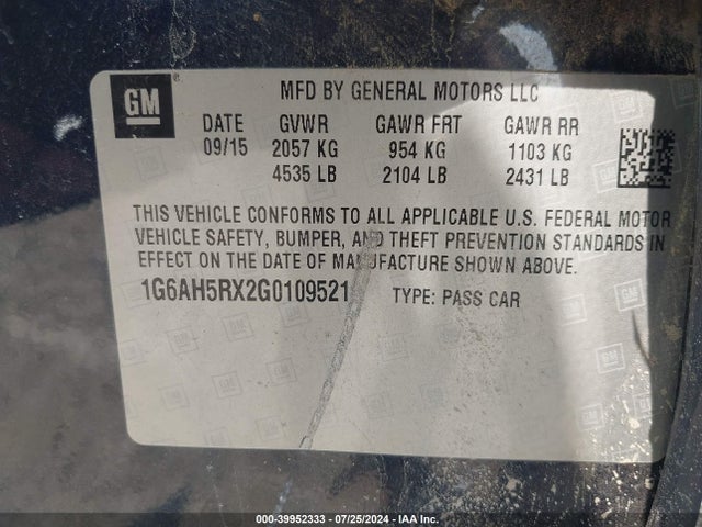 1G6AH5RX2G0109521 Cadillac Ats Luxury Collection