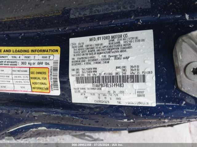 Ford Mustang Gt Premium Fastback 2020 1FA6P8CF8L5149483 Image 9