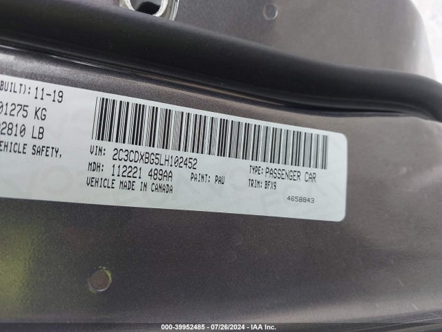 Dodge Charger Sxt Rwd 2020 2C3CDXBG5LH102452 Image 9