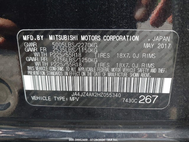 2017 MITSUBISHI OUTLANDER JA4JZ4AX2HZ055340 Photo 8