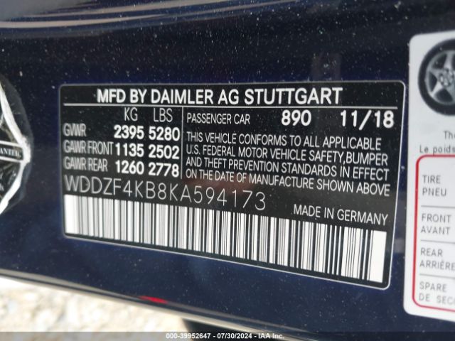WDDZF4KB8KA594173 Mercedes-Benz E 300 4matic