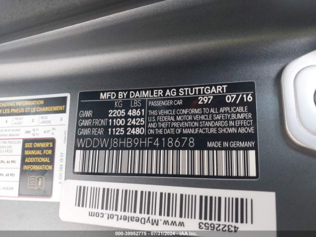 WDDWJ8HB9HF418678 Mercedes-Benz Amg C 63 S
