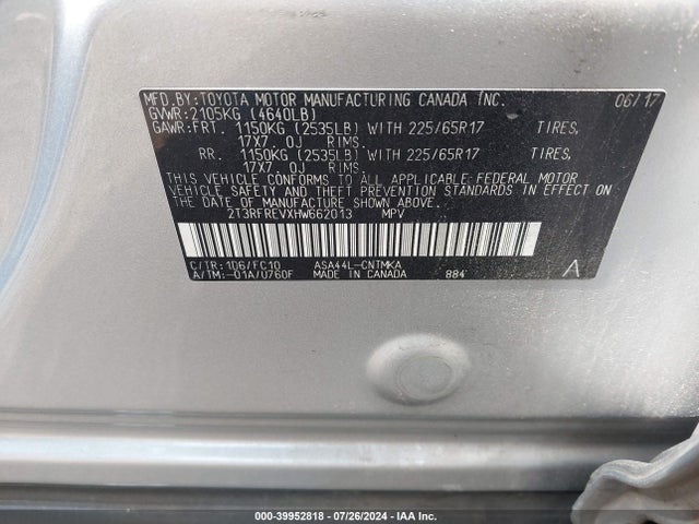 Toyota Rav4 Xle 2017 2T3RFREVXHW662013 Image 9