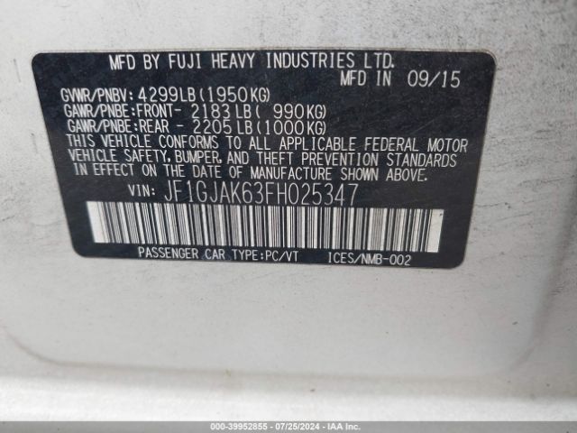 JF1GJAK63FH025347 Subaru Impreza 2.0i Premium