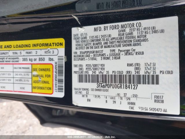 3FA6P0PU0GR184127 Ford Fusion Energi Se Luxury
