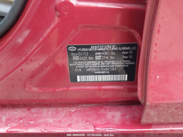 5NPEB4AC1EH847264 Hyundai SONATA GLS